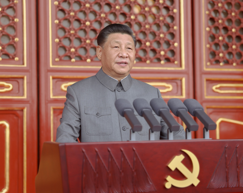 7月1日，慶祝中國共產(chǎn)黨成立100周年大會在北京天安門廣場隆重舉行。中共中央總書記、國家主席、中央軍委主席習(xí)近平發(fā)表重要講話。新華社記者 鞠鵬 攝